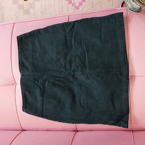 New Embroidered Mini Teal Corduroy Skirt - Picture 6 of 17